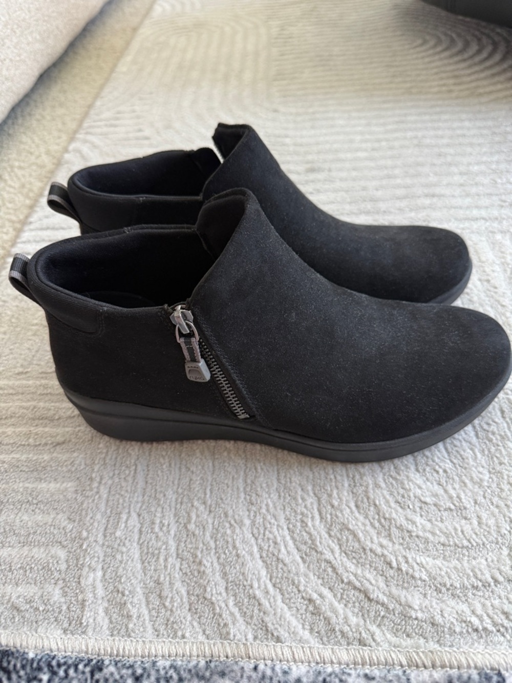 Ryka Black Suede-Look Side Zip Ankle Booties size 11 NWOT